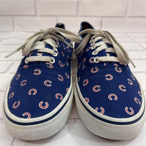 VANS Authentic Canvas Skate Shoes MLB Chicago Cubs Print Design Baseball Sneaker - Picture 7 of 12